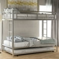 thumbnail image 2 of Euroco Modern Metal Twin over Twin Bunk Bed with Trundle for Kids Teens, 3 Twin Size Beds, Solid Ladder and Safety Guardrails, Silver, 2 of 14