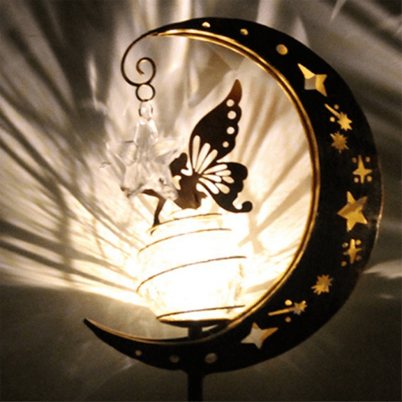 Solar Outdoor Decor, Moon Spirit Glass Ball & , Waterproof Warm LED Light Decor Pathway Patio