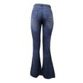 thumbnail image 6 of Capreze Women Bell Bottom Jean With Pockets High Waist Retro Work Button Flare Denim Pants Wide Leg Trousers Blue 3XL, 6 of 6