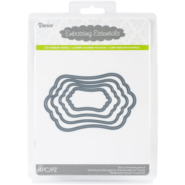 Darice Embossing Essentials DiesNesting Curved Rectangles 4/Pkg, Pk 1, Darice