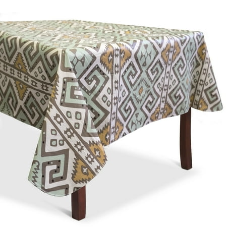 Aztec Print Heavyweight Vinyl Tablecloth With Soft Flannel Backing Aztec Print Heavyweight Vinyl Tablecloth With Soft Flannel Backing 52 X 70