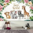 thumbnail image 5 of Two Wild Backdrop for Girls Jungle Safari Animals 2nd Birthday Photography Background Cute Giraffe Lion Elephant Zebra Floral Crown Second Birthday Party Decorations Banner Photo Booth Props, 5 of 6
