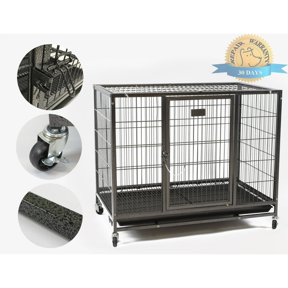 Homey Pet Stackable Dog Cage withs Wheels & Feeding Bowls, 37"L x 23"W x 31"H