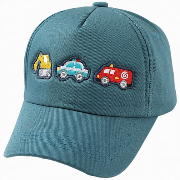 CAUYDY Trucks Hats for Kid Boy 5T 6T 7T Adjustable Embroidered Cotton Toddler 2T 3T 4T Baby Boy Baseball Cap (Sizes 3-8 Years,P05-Light Blue)