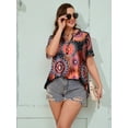 thumbnail image 4 of LARACE Womens Summer Plus Size Tunic Tops Short Sleeve Blouses Casual Shirts Flower24_2X, 4 of 7