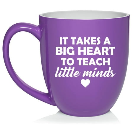 

Teacher It Takes A Big Heart To Teach Little Minds Ceramic Coffee Mug Tea Cup Gift (16oz Purple)