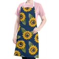 thumbnail image 5 of Blue Sunflower Leaf Pattern Apron-Garden Aprons for Women with Pockets-Cotton Linen Waterproof Kitchen Cooking Gardening Aprons Adjustable for Kitchen,Cooking,BBQ and Salon 33x27 Inch, 5 of 7