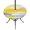 White Gray Yellow, variant on Turquoise Marble Round Outdoor Tablecloth with Umbrella Hole Zipper, Modern Abstract Art Texture Watercolor Elastic Fitted Table Cover, Waterproof Table Cloth for Patio Picnic Party Fits 31"-35"
