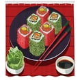 thumbnail image 3 of Ambesonne Wasabi Shower Curtain, Delicious Sushi Cartoon Art, 69"Wx84"L, Vermilion Multicolor, 3 of 3