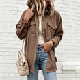 thumbnail image 4 of SuTry Women Shacket Button Down Corduroy Drop Shoulder Chest Pocket Long Sleeve Lapel Collar Relaxed Fit Casual Everyday Outerwear Jacket Coat, 4 of 7