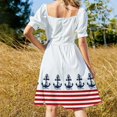 thumbnail image 3 of Robe Rouge et Blanche à Rayures avec Ancre Bleu Marine Robe d'Invité de Mariage 2024 Longue Robe Femme Été, 3 of 4