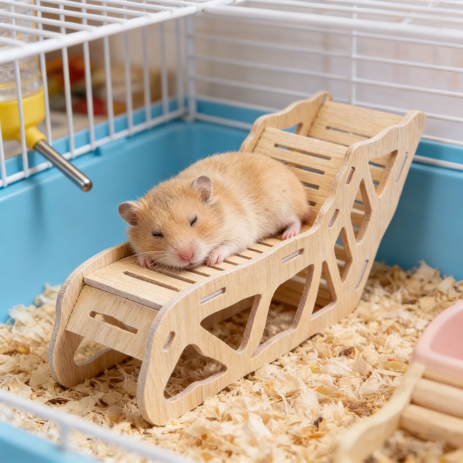Hamster Playground Wooden Cage Set with Ladder Tunnel Shelter for Gerbils Mice Small Animals Squirrels Indoor Interactive Toy 4PCS