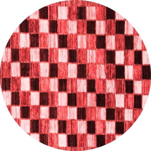 Ahgly Company Indoor Round Checkered Red Modern Area Rugs, 5' Round