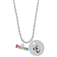 thumbnail image 1 of Delight Jewelry Rainbow Colored ''Peace'' Silvertone Script Initial Disc - E - Charm Necklace, 20"+3", 1 of 4