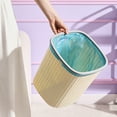 thumbnail image 5 of 17L Slim Square Trash Can - Thickened Plastic Bathroom & Living Room Waste Bin, Beige Purple Yellow, 28x25x25cm, Space-Saving Design, 5 of 8