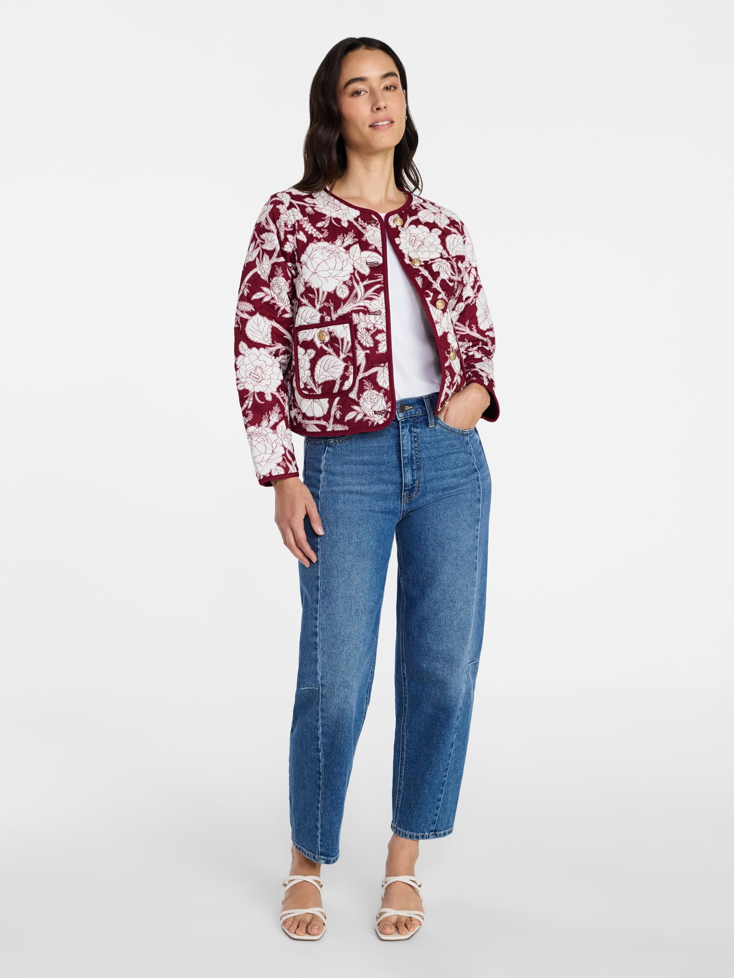 Time and Tru Women's Quilted Cotton Jacket, Sizes XS-XXXL