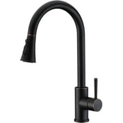 YC LAZADA Single Handle Solid Brass Oil Rubbed Bronze Pull Out Sprayer Kitchen Sink Faucet, High Arc Pull Down Kitchen Faucet