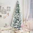 thumbnail image 3 of Gymax 8 FT Artificial Snow Flocked Pencil Christmas Tree w/ White Berries & Flowers, 3 of 10