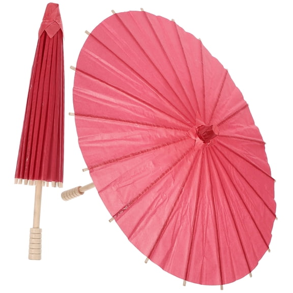 OHOIOLLA 2Pcs Lovely Umbrella Red Paper Parasol for Photography Prop and Decoration 11.79In