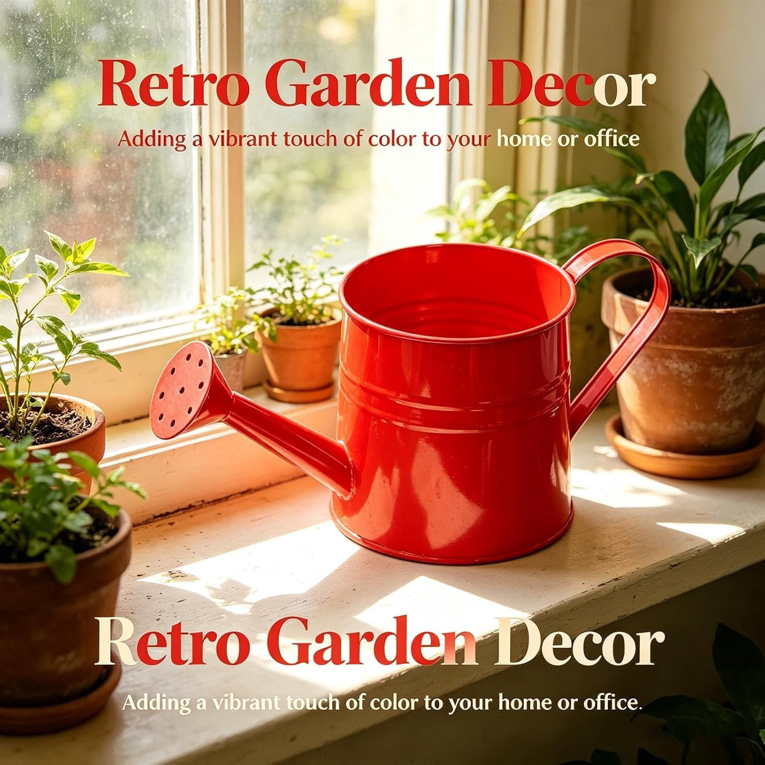 Watering Can Gardening Tool Accessories, Sprinkling Can 1L Metal Flower Garden Watering Can for Outdoor Indoor Plants Lawn Garden