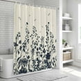thumbnail image 6 of Navy Botanical Shower Curtain, Waterproof Shower Curtains for Bathroom, Blue Dragonfly Flower Leaf Retro Style Washable Fabric Bathtub Curtain Set Bath Decor with 12 Hooks Long 72"x84", 6 of 8