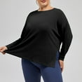 thumbnail image 4 of Chbgutlmr Plus Size Tops for Women Long Sleeve Side Slit Crewneck Workout Top Solid Color Loose Sports Shirts, 4 of 5