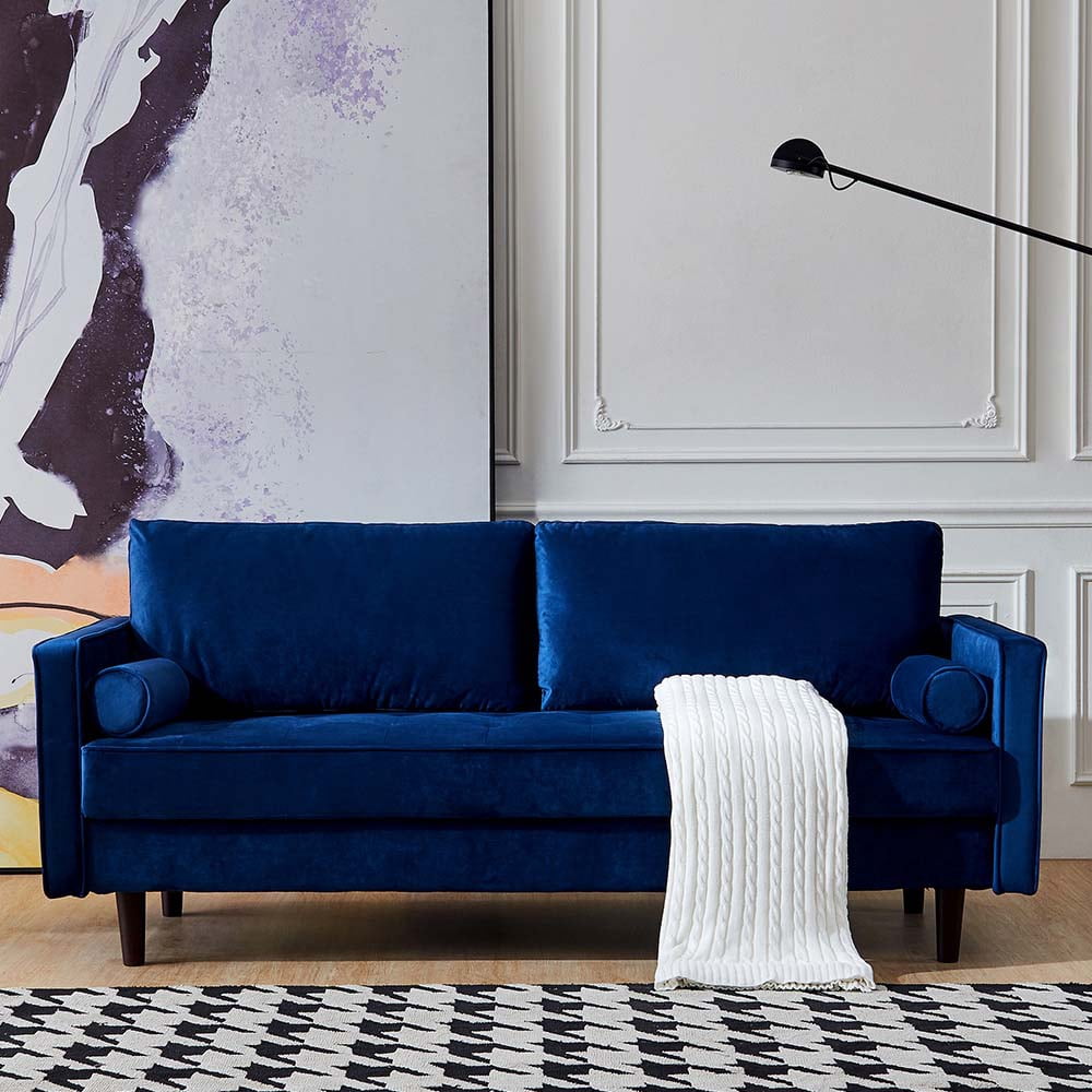 Hommoo 79" Mid-Century Sectional Sofa Bed, Modern Velvet Fabric Bench
