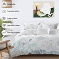 thumbnail image 3 of 3 Piece Coastal Duvet Cover Set Queen Size,Microfiber Comforter/Quilt Cover with Corner Ties and 2 Pillowcases,Turquoise Blue Turtle Starfish Coral Jellyfish All Season Bedding with Zipper Closure, 3 of 8
