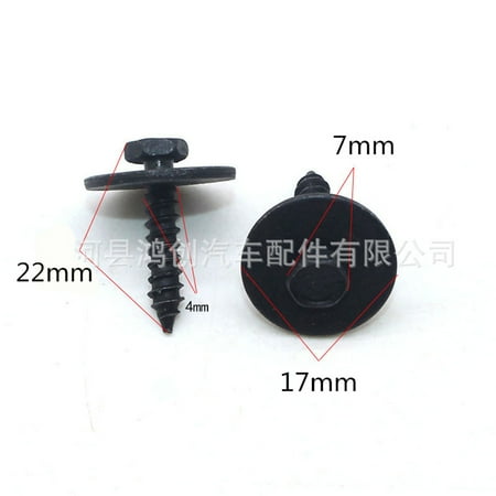 

Furulu 100PCS 4x22mm Car Screw Bolt Bumper Fender Moulding Clip Fastener Metal + Washer