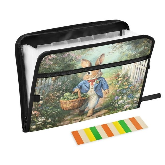 WOBOGO Garden Bunny Expanding File Folder Letter Size Accordion Filing Organizer 13 Pocket Separate Organ Pocket