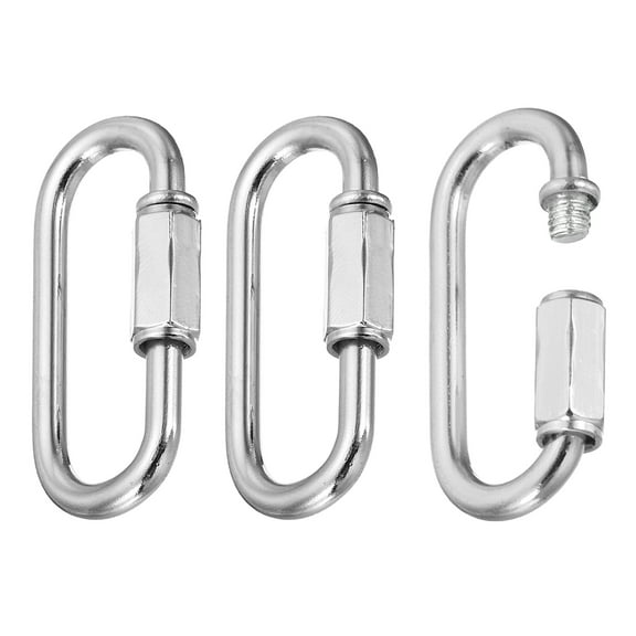 Chain Connectors, 4mm Thick Quick Link Screw Lock Oval Clips for Chandelier Pendant Lights, Chrome Color, Pack of 3