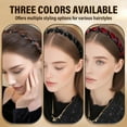 thumbnail image 2 of 3 Pack Retro High Skull Pearl Headband, Elegant Braided Pearls Headbands with Comb Teeth, Anti-Slip Hair Hoop Rhinestones for Women and Girls, 2 of 14