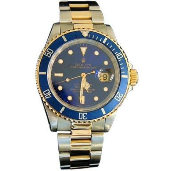 Pre-Owned Mens Rolex Two-Tone 18K/SS Submariner Blue 16613