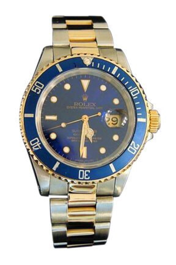 Pre-Owned Mens Rolex Two-Tone 18K/SS Submariner Blue 16613