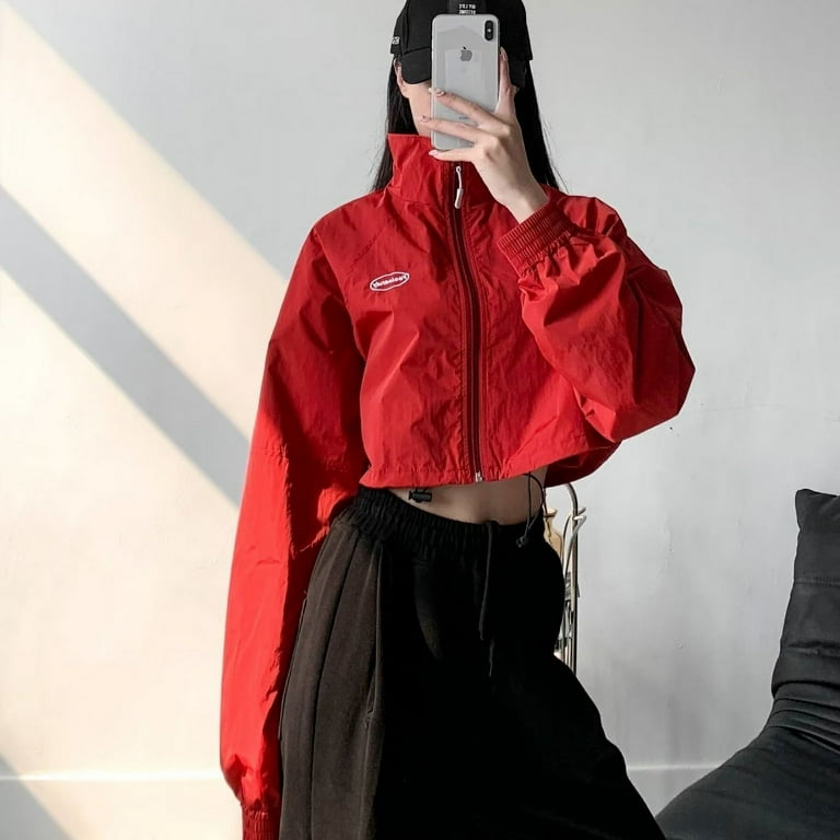 Cropped Track Jackets Women Vintage Zipper Windbreaks Cropped Track Jackets Women Vintage Zipper Windbreaks