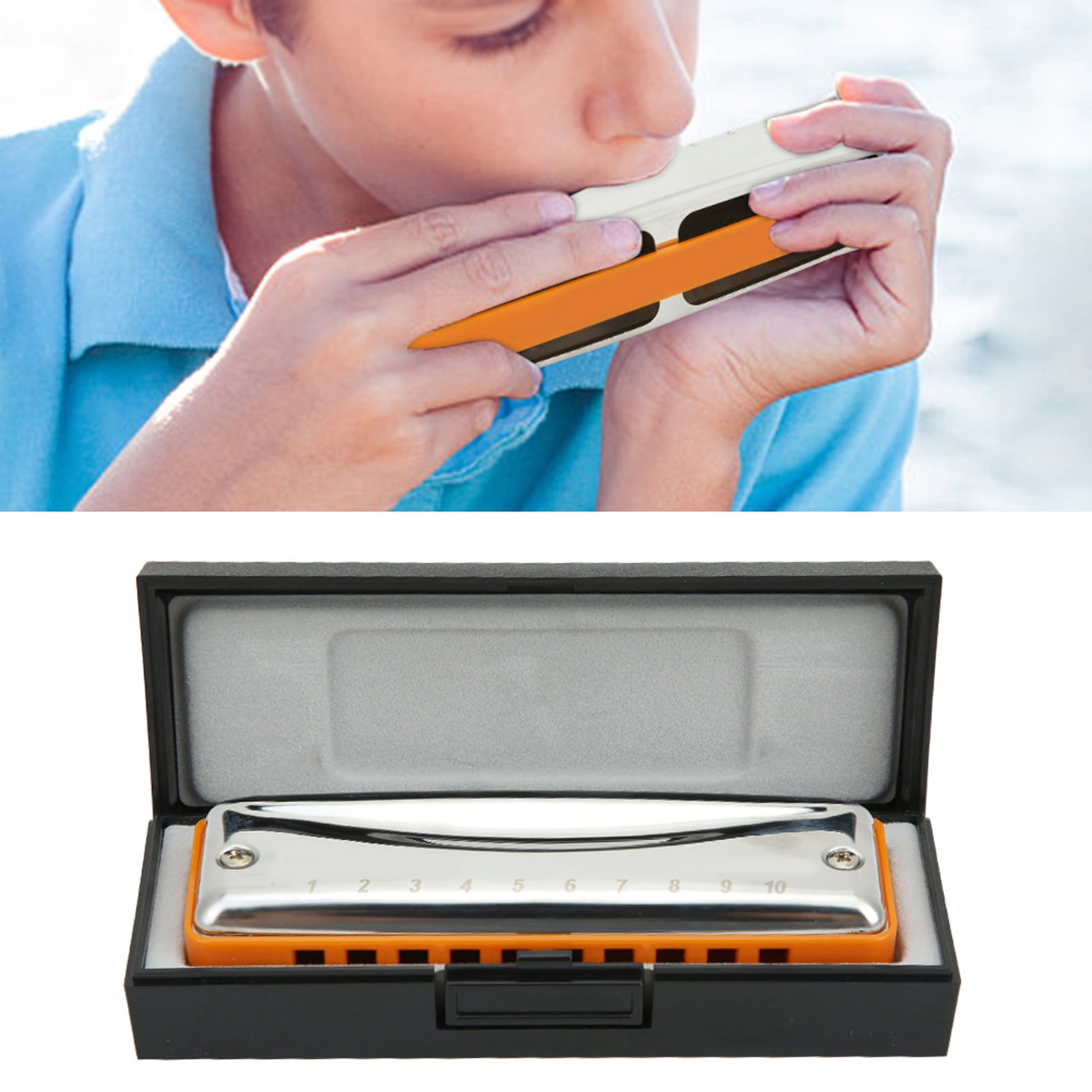 Harmonica, Harmonica Bleu, Matériau Résine Abs Mignon Portable pour Cadeau Professionnel Performance Débutants Blanc, Bleu, Orange, Rouge, Noir