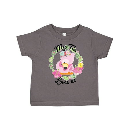 

Inktastic Baby Flamingo My Tia Loves Me with Flower Wreath Gift Toddler Boy or Toddler Girl T-Shirt