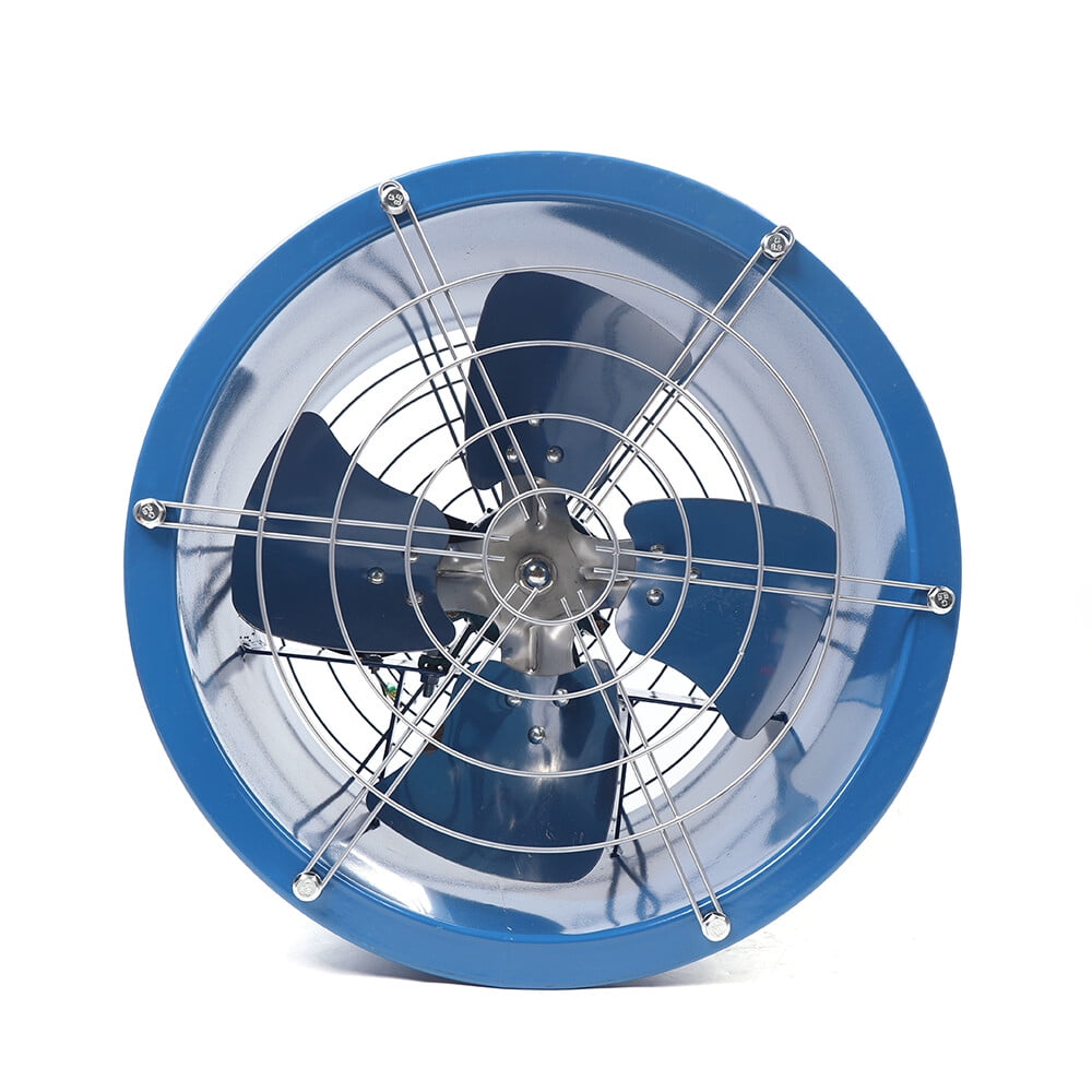 10" Blue Wall-mounted Cylinder Pipe Axial Fan Kitchen Spray Booth Paint Fumes Exhaust Fan Silent