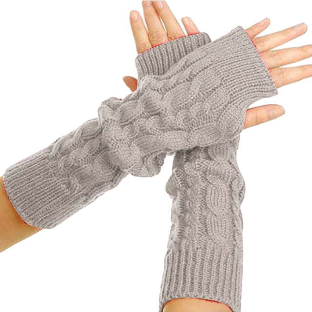 Winter Warm And Fashionable Solid Color Knitted Fingerless Gloves For Men And Women