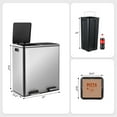 thumbnail image 3 of TLSUNNY 16 Gallon Dual Garbage and Recycling Can, Stainless Steel Step Trash Can with 2 Inner Buckets, 3 of 9