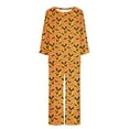 thumbnail image 3 of Viikei Lightweight Sleepwear Set Summer Casual Lounge Outfit,Ladies' Halloween Printed Casual Top Pants Pajama Set Orange S, 3 of 3