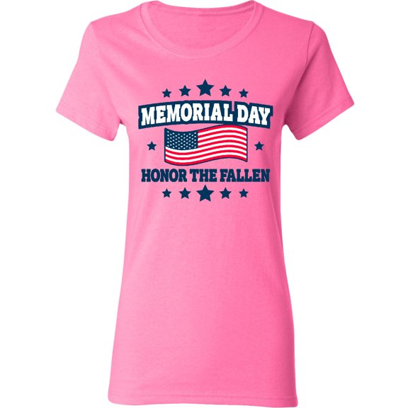 Inktastic Memorial Day Honor the Fallen with American Flag Women's T-Shirt