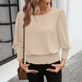 thumbnail image 7 of POROPL Women's Blouses 3/4 Sleeve Puff Elastic Cinched Waist Top Casual Dressy Smocked Blouses, 7 of 7