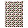 thumbnail image 2 of Christmas Tree Tablecloth, Unusual Shapes Pattern with Tree Drawings Hearts and Triangles Holiday Vibe, Rectangle Satin Table Cover for Dining Room and Kitchen, 60" X 84", Multicolor, by Ambesonne, 2 of 2