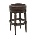 thumbnail image 1 of New Ridge Home Goods Chapman 31in. Bar-Height Swivel Bar Stool, Backless, Distressed Walnut with Dark Brown Seat, 1 of 4