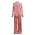 thumbnail image 7 of Bibifish Womens Satin Silk Pajamas Sets Striped Botton Down Long Sleeve Pj Sets Oversized Tops With Pants 2 Piece Pajamas Sets, 7 of 7
