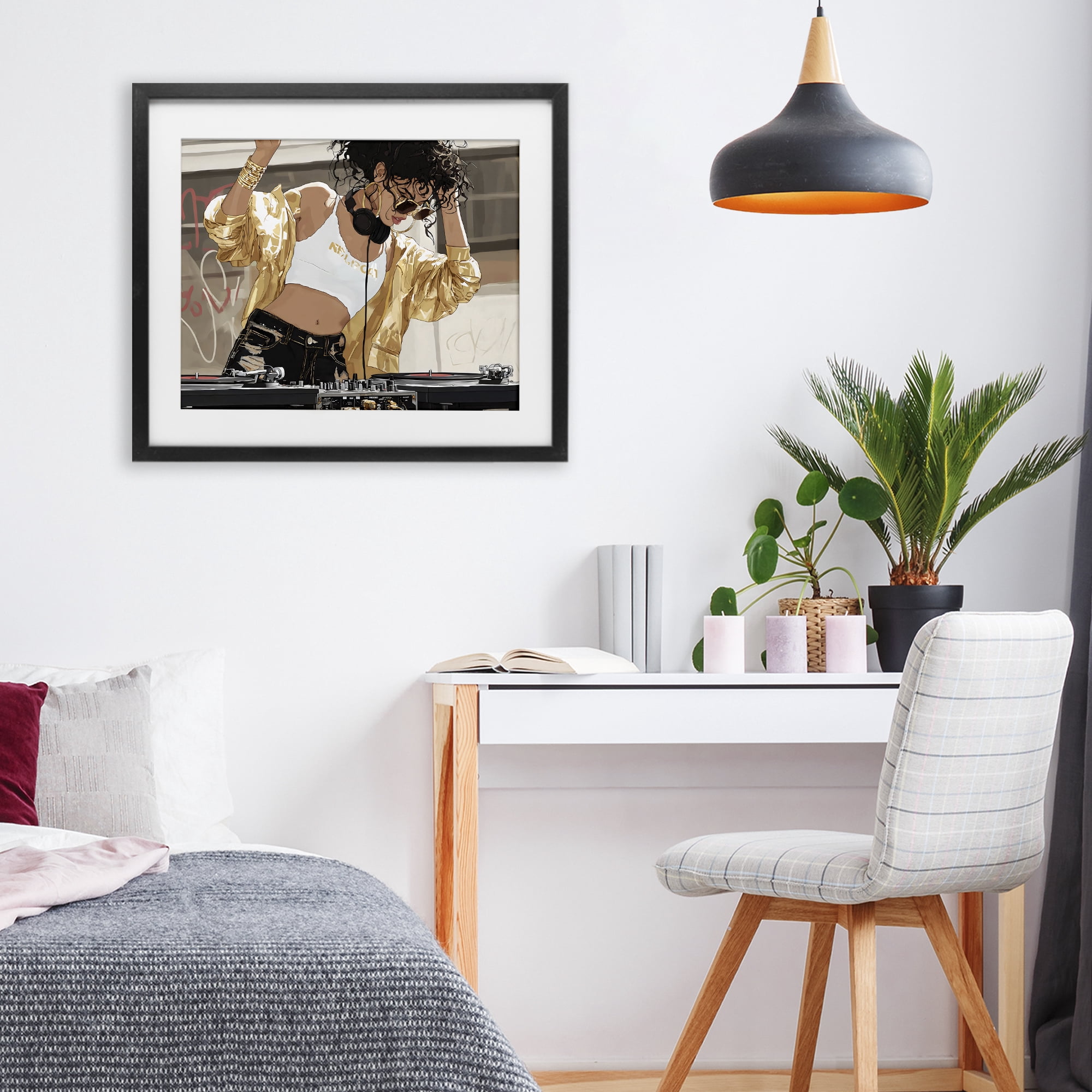 Stupell Industries Gold Accented DJ Black Framed Print Under Glass, design by Franklyn Gregory