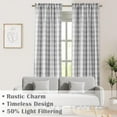 thumbnail image 6 of Gray White Gingham Buffalo Plaid Checkered Window Curtain Panels 63 Inches Length,Farmhouse Semi Sheer Drapes,Rustic Rod Pocket Window Treatment for Bedroom Living Room,2 Panels,40"x63",Grey, 6 of 8