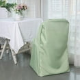thumbnail image 4 of BalsaCircle Sage Green Solid Polyester Folding Flat Chair Cover Slipcover Party Wedding, 4 of 8