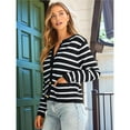 thumbnail image 6 of Women's Lightweights Button Down Long Sleeve Casual Crew Neck Soft Knit Cardigan Sweater Tops Black & White M, 6 of 9